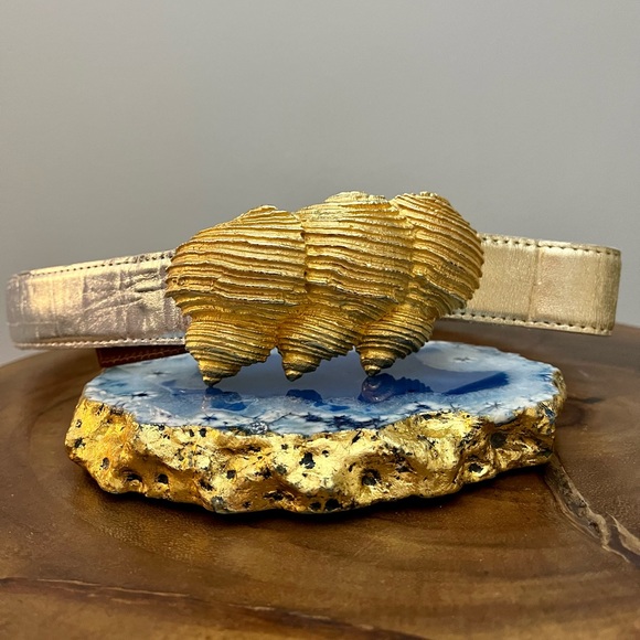 Gay Boyer Accessories - Vintage Art Deco Belt Metallic Seashell